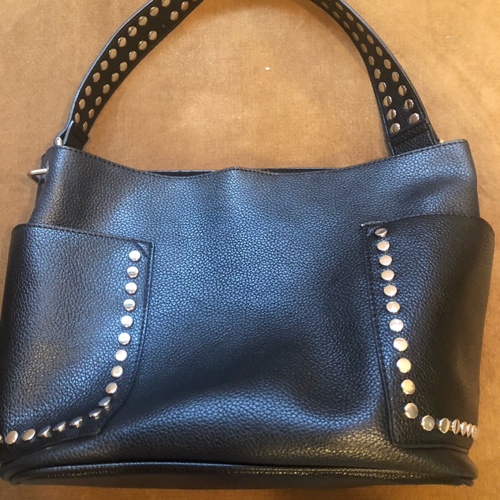 Studded, Black Hobo Bag